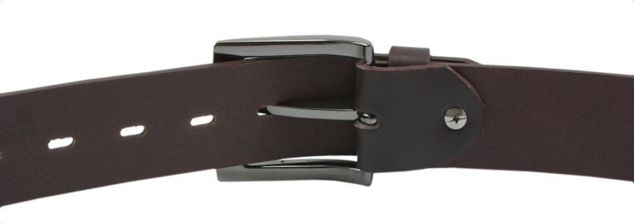 Męski Pasek do Spodni - Naturalna Skóra Licowa - His Story - Brązowy