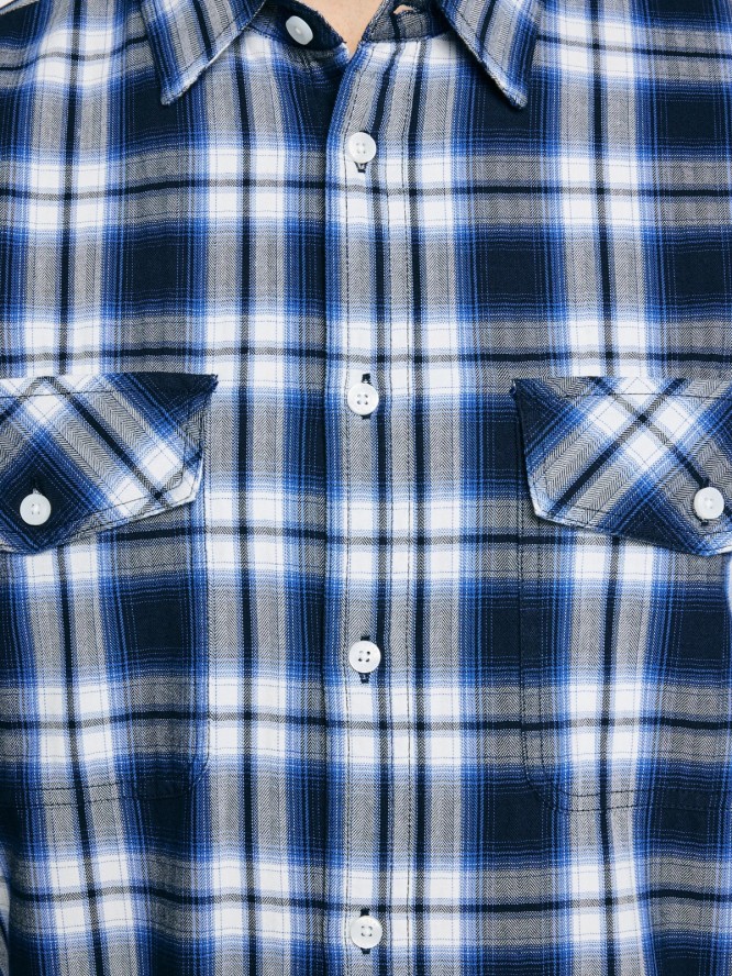 Koszula męska bawełniana w kratę niebieska Koliserson 401