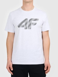 Koszulka t-shirt męski bawełniany z dużym logo szary 4F TSHIRT M3342