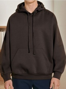 Bluza hoodie comfort fit - brązowy