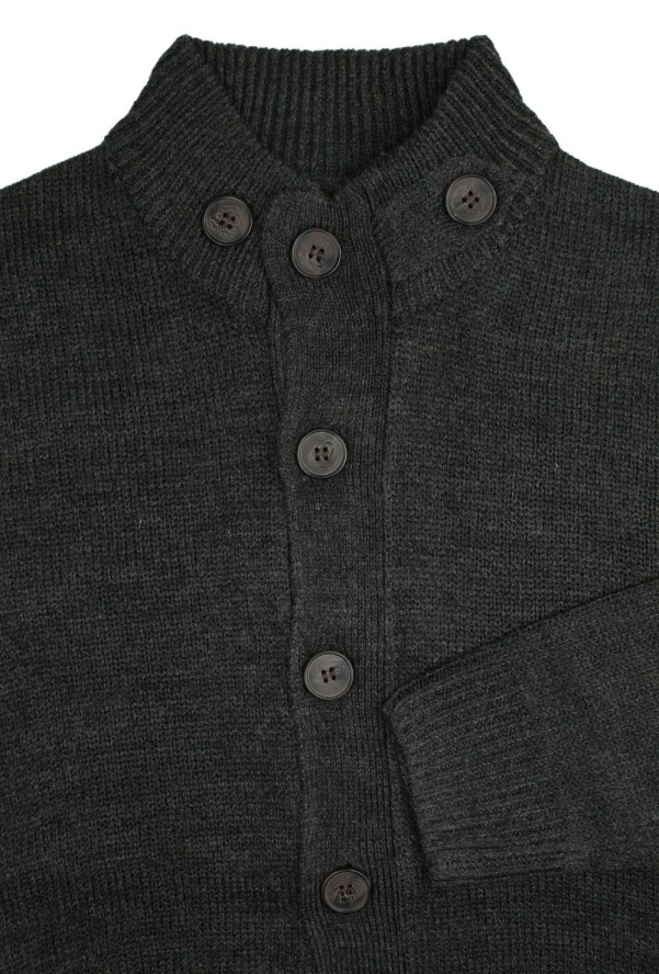 Męski Sweter Rozpinany na Guziki - Brave Soul - Grafit