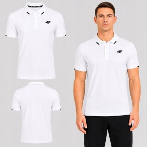 KOSZULKA MĘSKA POLO 4F SPORTOWA BAWEŁNIANA BIAŁA TPTSM0772