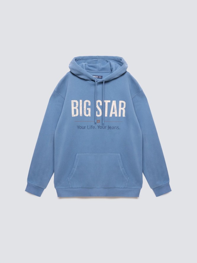 Bluza męska z kapturem z logo BIG STAR niebieska Ashlyno 402