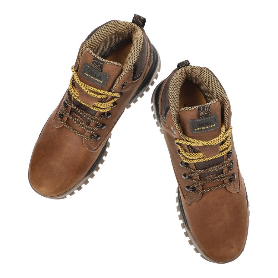 Brązowe Botki Jeep Skórzane Obuwie Męskie