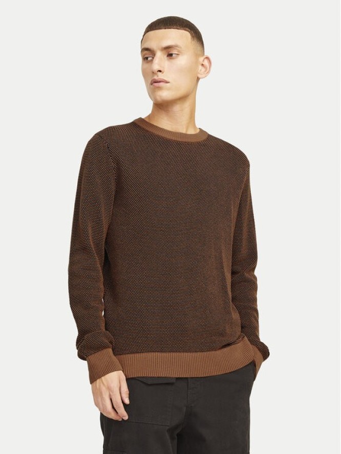Jack & Jones Sweter Globe 12258139 Brązowy Regular Fit