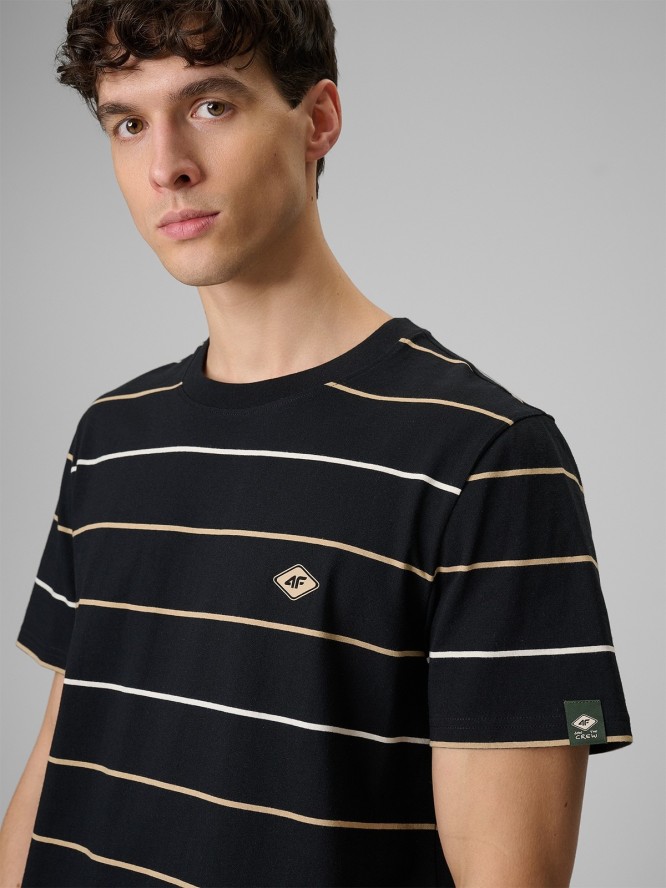 4F T-shirt regular z nadrukiem męski - czarny XXL