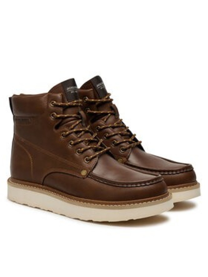 Jack & Jones Trapery Jfwarchway Pu Moc Boot Lace-Up Boots 12257971 Brązowy