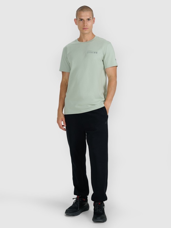 4F T-shirt regular z nadrukiem męski - turkusowy S