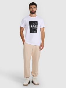 4F Spodnie dresowe joggery męskie - beżowe L