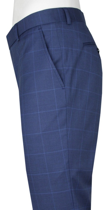 Elegancki Męski Garnitur - Victorio - Granatowy w Kratę