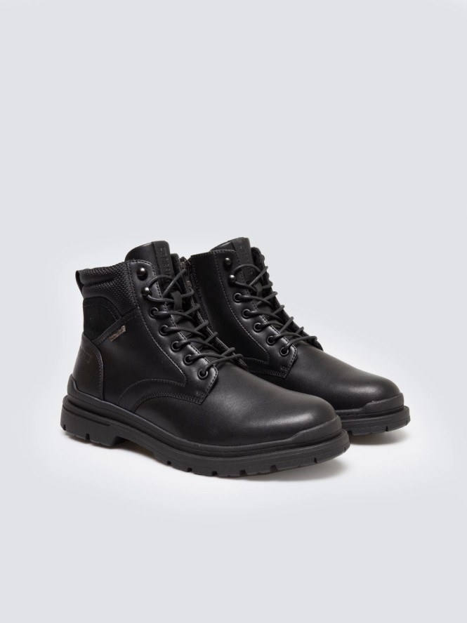 Trapery męskie ze skóry naturalnej czarne SS174123 906