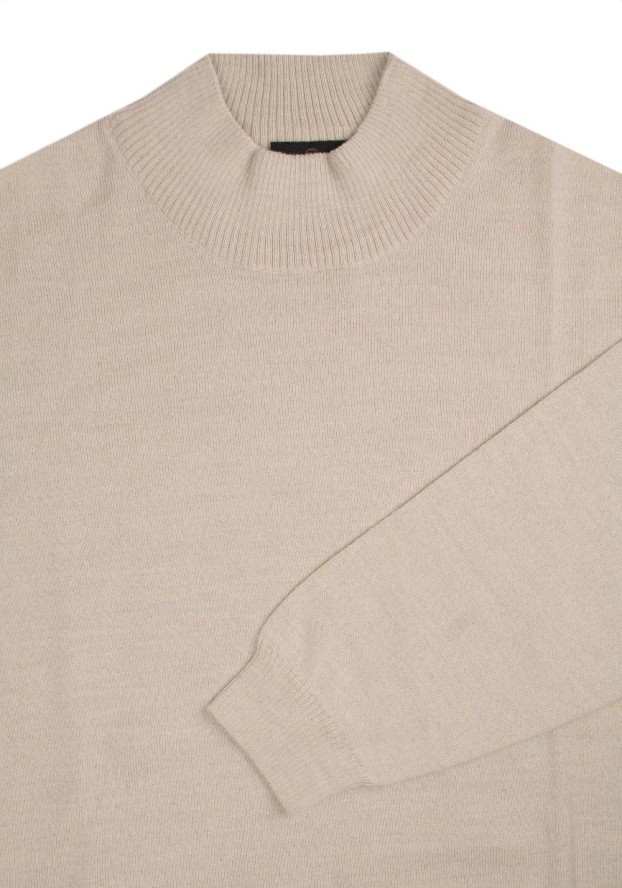 Elegancki i Modny Półgolf Wełniany - Max Sheldon - Beżowy