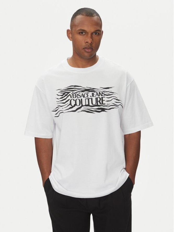 Versace Jeans Couture T-Shirt 78GAH6L1 Biały Regular Fit