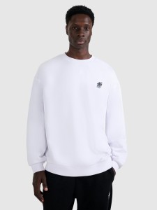 4F Bluza dresowa nierozpinana bez kaptura męska - biała XL