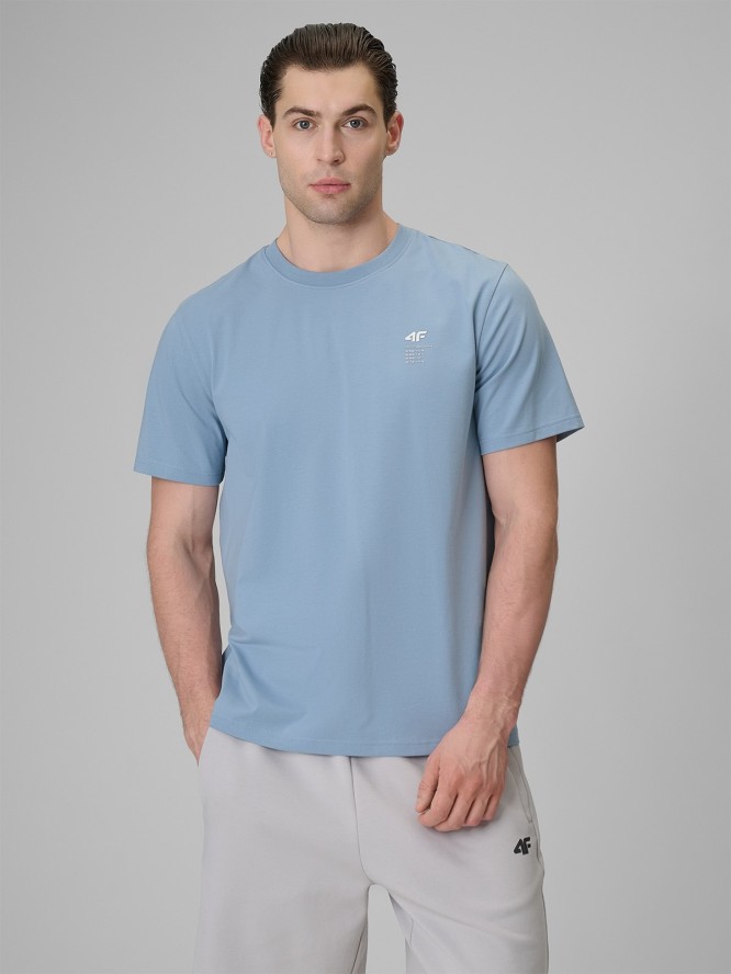 4F T-shirt regular gładki męski - niebieski M