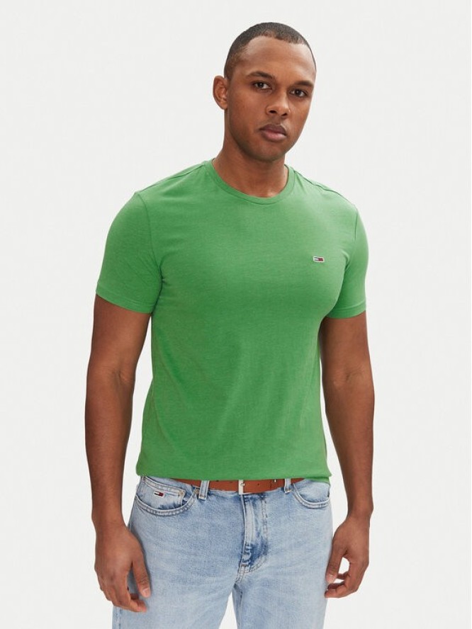 Tommy Jeans T-Shirt Jaspe DM0DM20363 Zielony Slim Fit