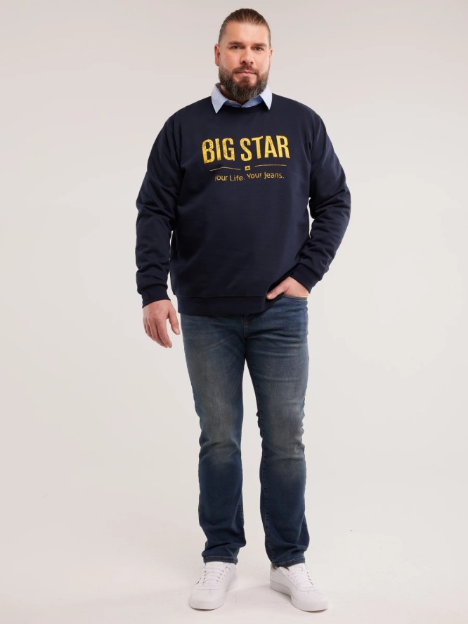 Jeansy męskie dopasowane z przetarciami granatowe Terry 541