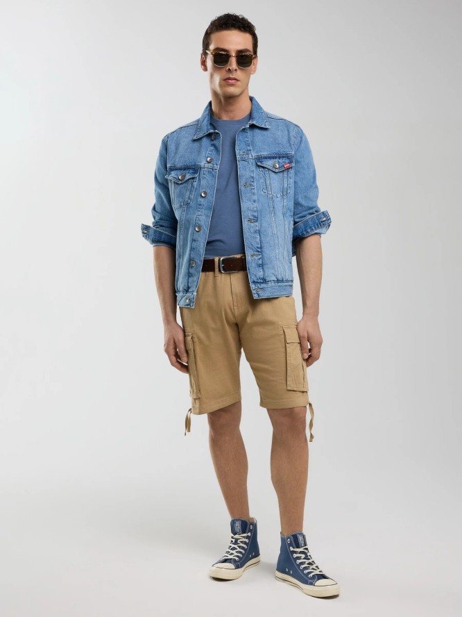 Szorty męskie z kieszeniami cargo beżowe Cargori 801