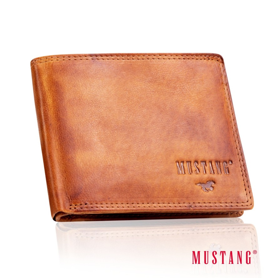 MUSTANG Denimo Wallet Side Opening SKÓRZANY PORTFEL POJEMNY NA KARTY PREMIUM