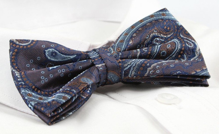 ZESTAW - Mucha z Poszetką Chattier - Brązowa we Wzory