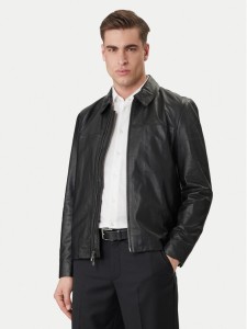 Calvin Klein Kurtka skórzana LV04LF423G Czarny Regular Fit