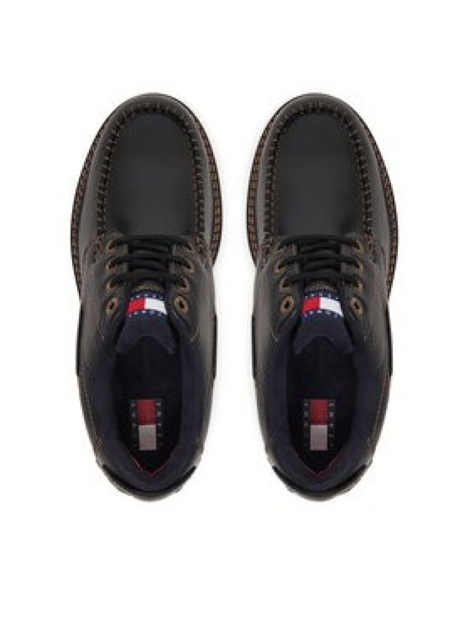 Tommy Jeans Półbuty Archive '01 Boat Shoe Leather EM0EM01651 Czarny