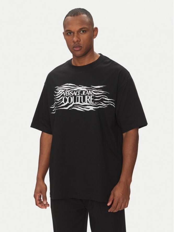 Versace Jeans Couture T-Shirt 78GAH6L1 Czarny Regular Fit