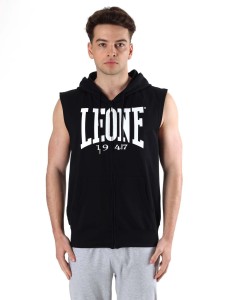 Leone Basic męska bluza z kapturem i bez rękawów zapinana na zamek