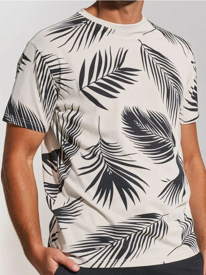 Koszulka z ozdobnym nadrukiem - beżowy