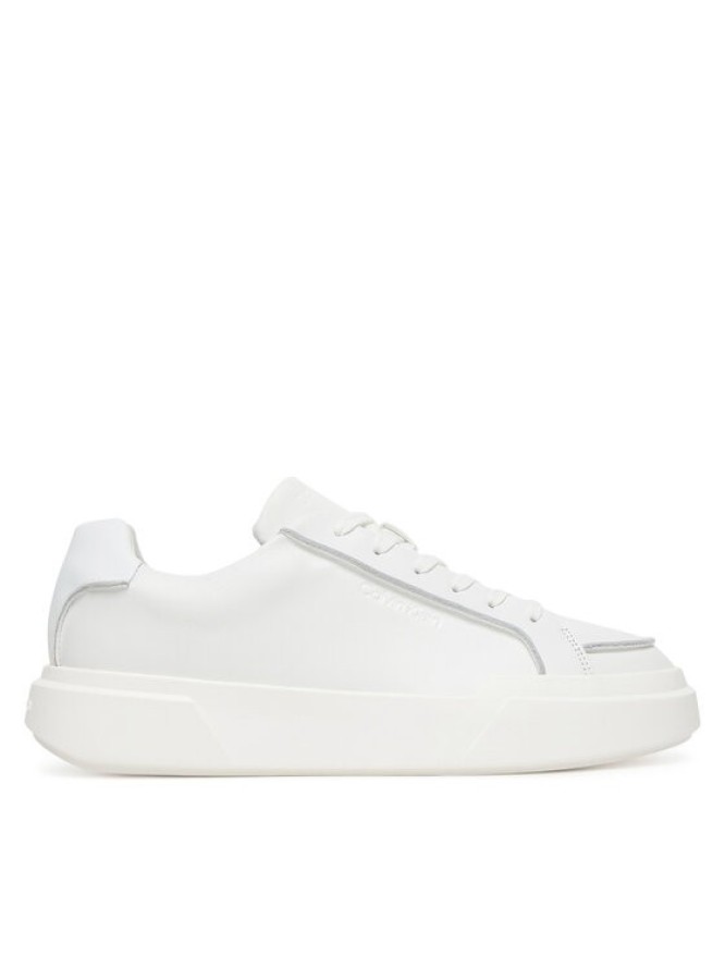 Calvin Klein Sneakersy Chunky Cupsole Lace Up Lth Pinch YM0YM01454 Biały