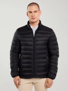 Kurtka męska pikowana z kapturem czarna Acarf 906
