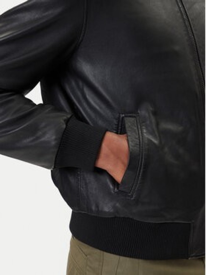 Aeronautica Militare Kurtka skórzana 252PN0959UPL00303 Czarny Regular Fit