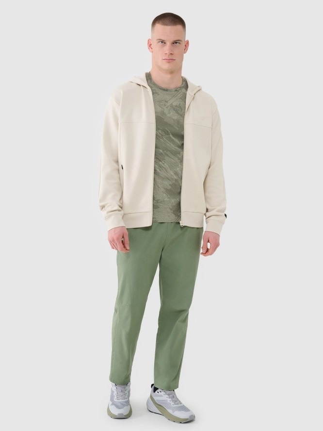 4F T-shirt regular z nadrukiem męski - oliwkowy/khaki S