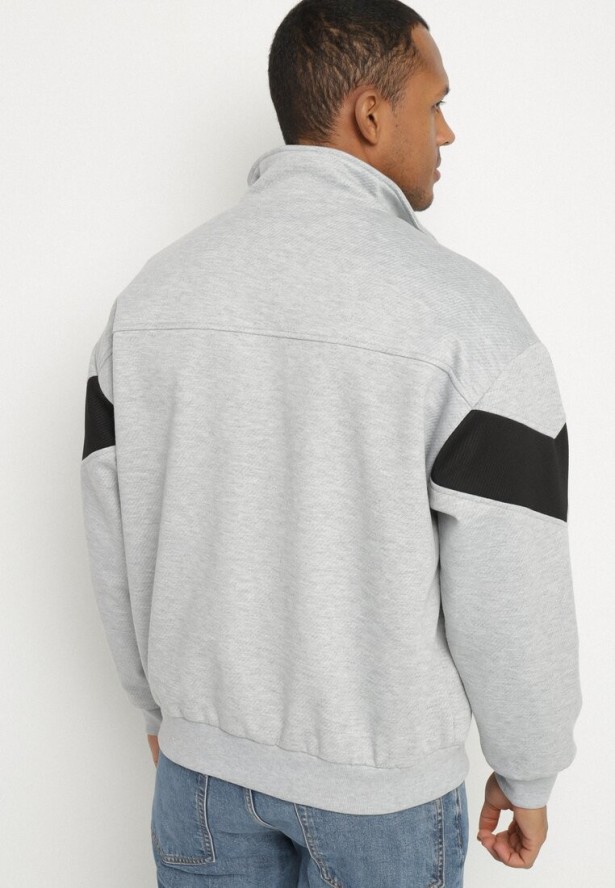 Szara Kurtka z Geometrycznym Pasem i Napisem Fonalena