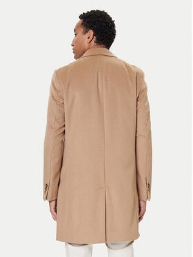 BOSS Płaszcz wełniany Hyde 50549187 Beżowy Slim Fit
