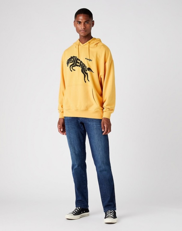 WRANGLER 75TH ANNI HOODIE MĘSKA BLUZA LOGO NADRUK YOLK YELLOW W645HTY23 112146186