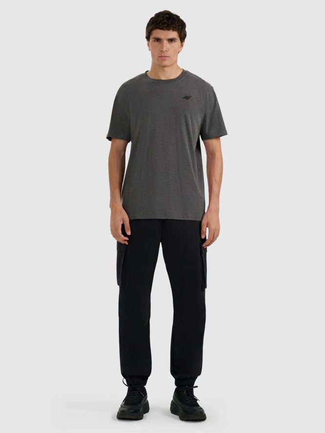 4F T-shirt regular gładki męski - szary M