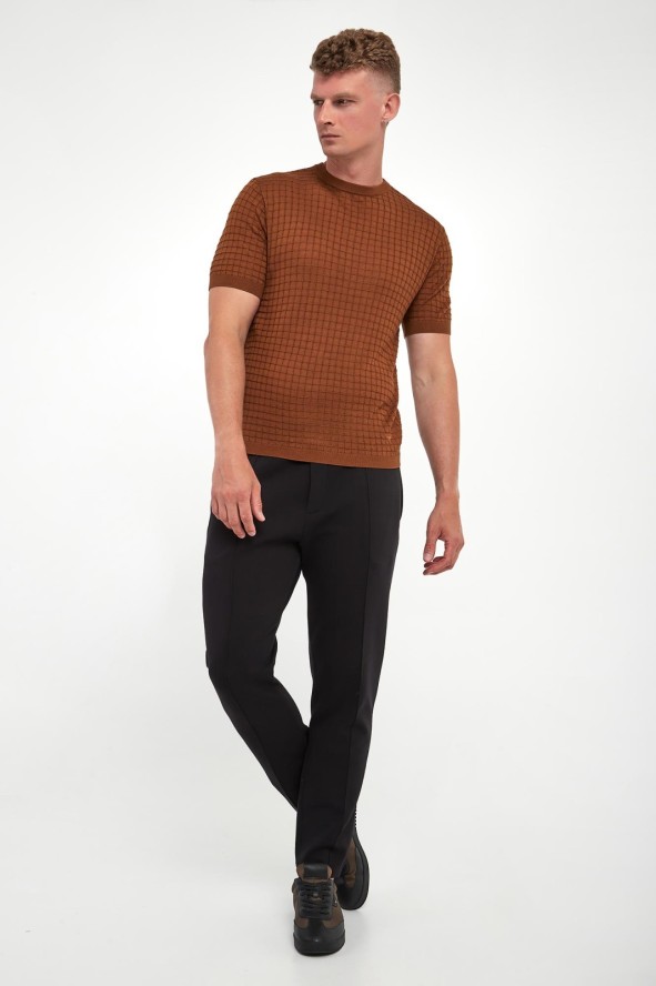 T-shirt męski dzianinowy z wełną EMPORIO ARMANI