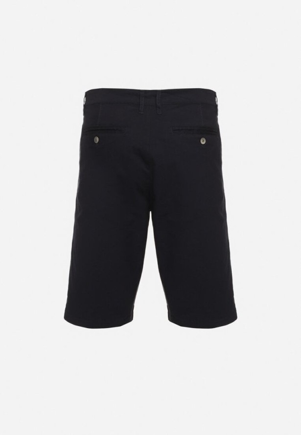 Niebieskie Szorty Bawełniane Bermudy Zapinane na Ukryty Suwak i Guzik Vikiidana