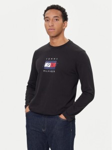 Tommy Hilfiger Longsleeve Linear Flag MW0MW41497 Czarny Regular Fit