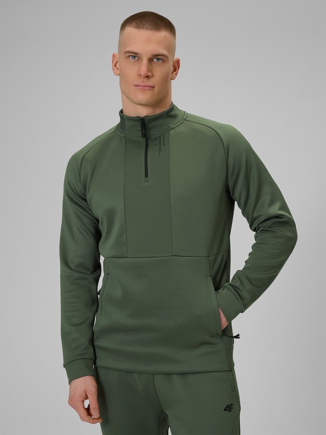 4F Bluza treningowa regular szybkoschnąca męska - khaki L