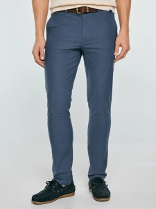 Spodnie męskie chinosy w drobny wzorek niebieskie Erhati 401