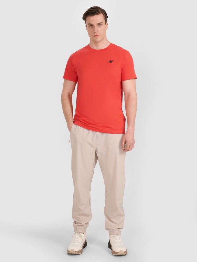 4F T-shirt regular gładki męski - czerwony M