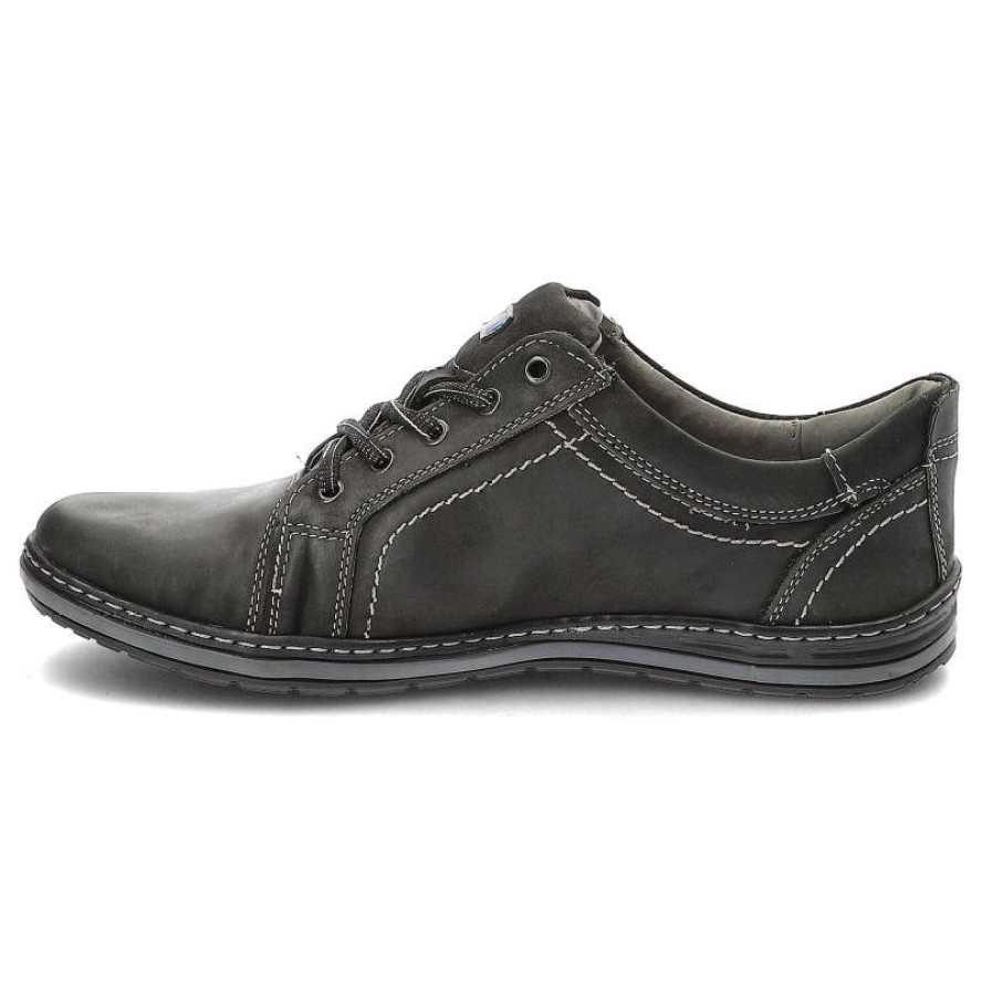 Półbuty męskie Avanti, sznurowany fason niska cholewka gładka powierzchnia z dekoracyjnymi przeszyciami elastyczna lekka podeszwa, czarne, 422-03