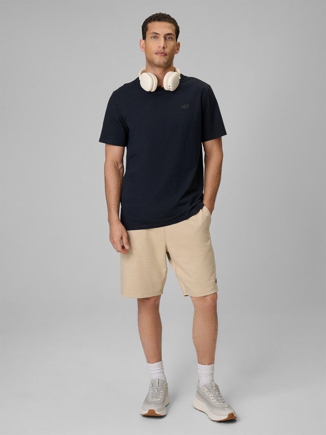 4F T-shirt regular gładki męski - granatowy L