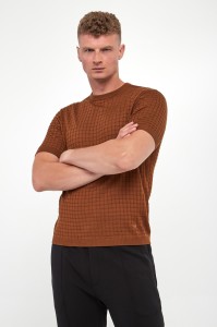 T-shirt męski dzianinowy z wełną EMPORIO ARMANI