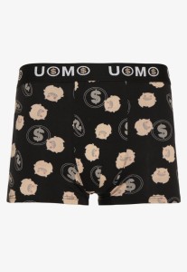 Czarne Bawełniane Majtki Bokserki z Napisem i Szeroką Gumką Nelicia