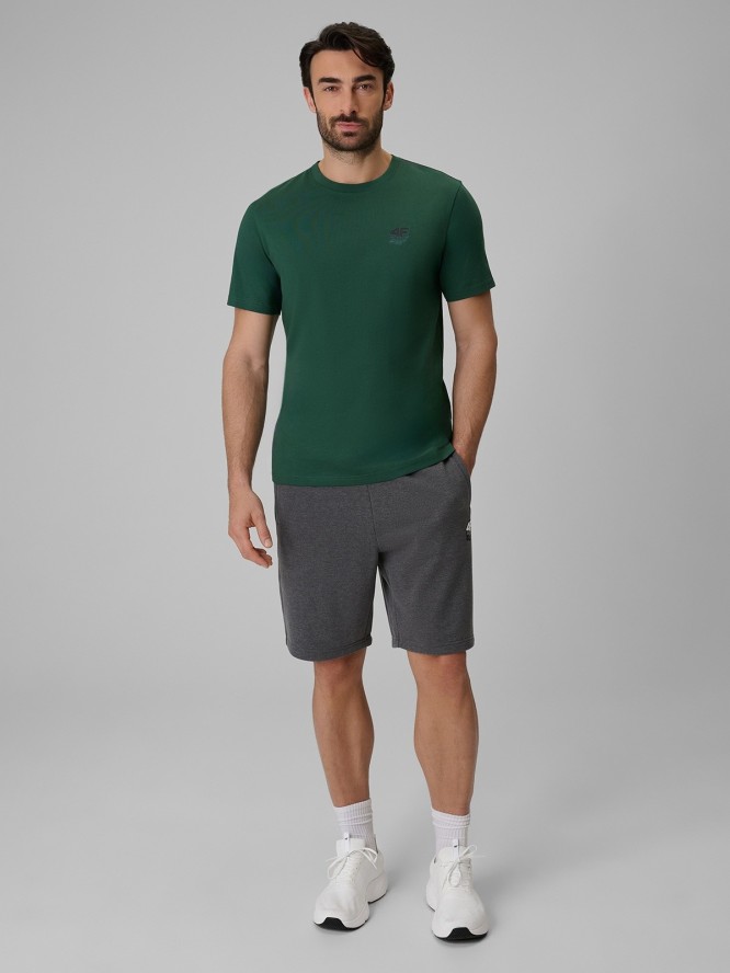4F T-shirt regular gładki męski - zielony XL