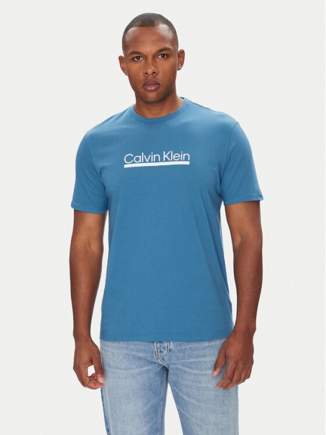 Calvin Klein T-Shirt Outline Tape Graphic LV04RC852G Niebieski Regular Fit