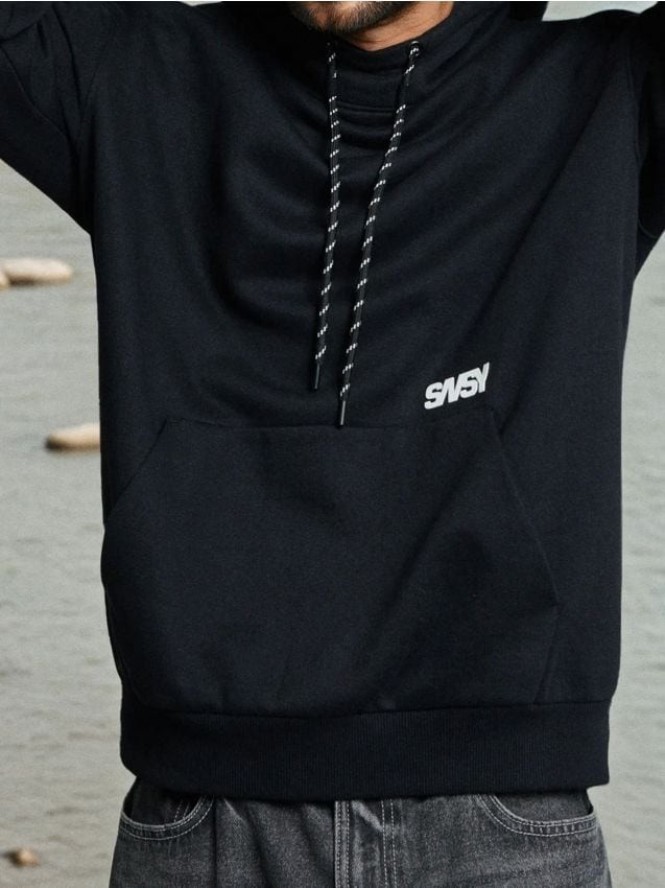 Bluza hoodie z wysokim kołnierzem - czarny